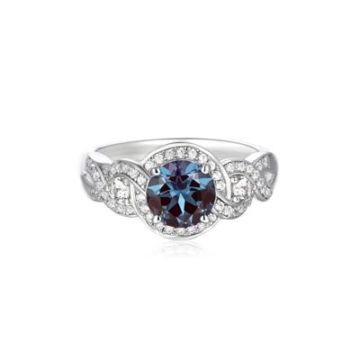 Lab Created Alexandrite & White Sapphire Ring in Sterling Silver