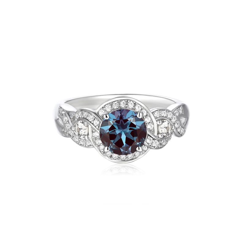 Lab Created Alexandrite &amp; White Sapphire Ring in Sterling Silver – Image 1 of 4