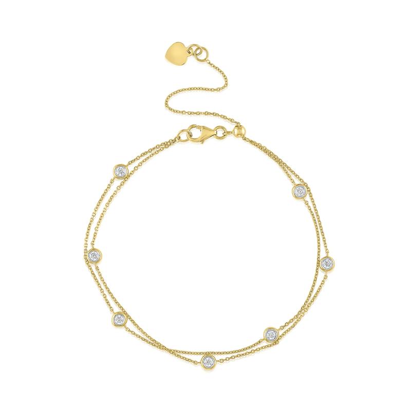 Diamond Bezel Two-Row Bracelet in 10K Yellow Gold &#40;1/4 ct. tw.&#41; – Image 1 of 1