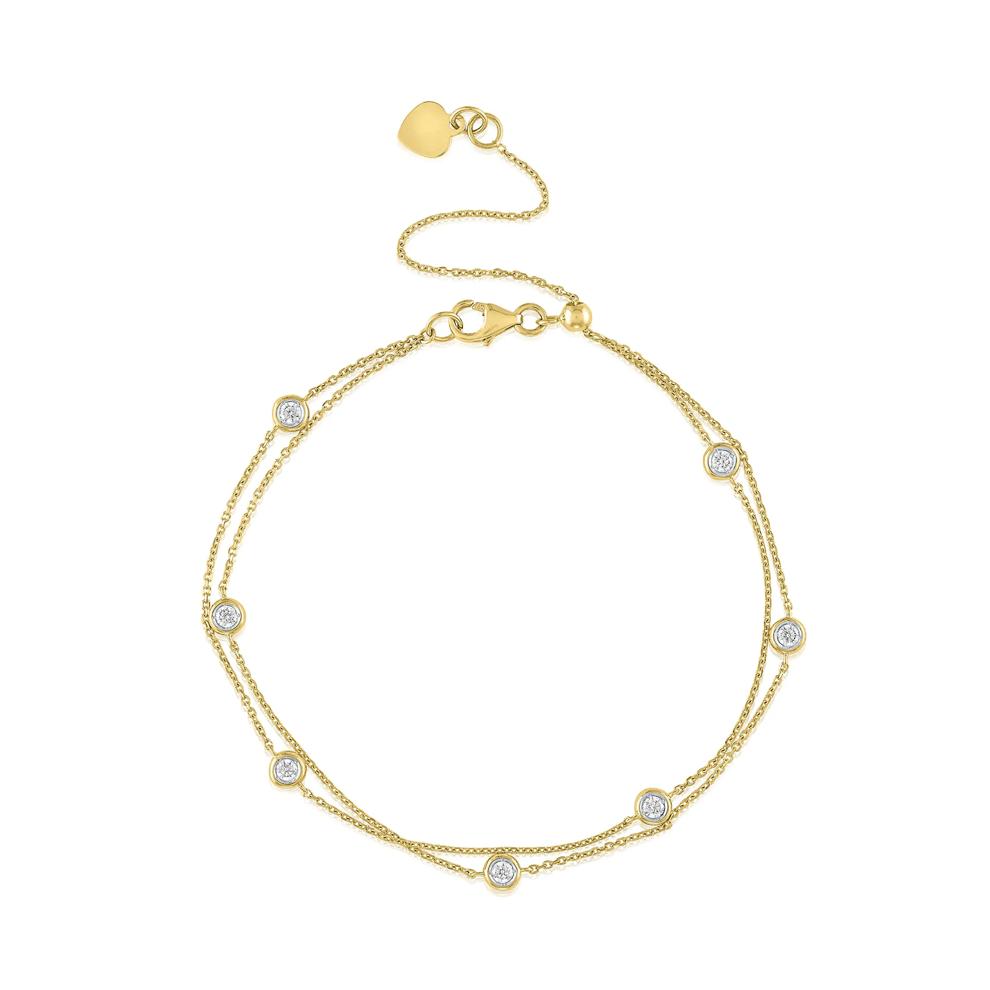 Diamond Bezel Two-Row Bracelet in 10K Yellow Gold (1/4 ct. tw.) – Image 1 of 1