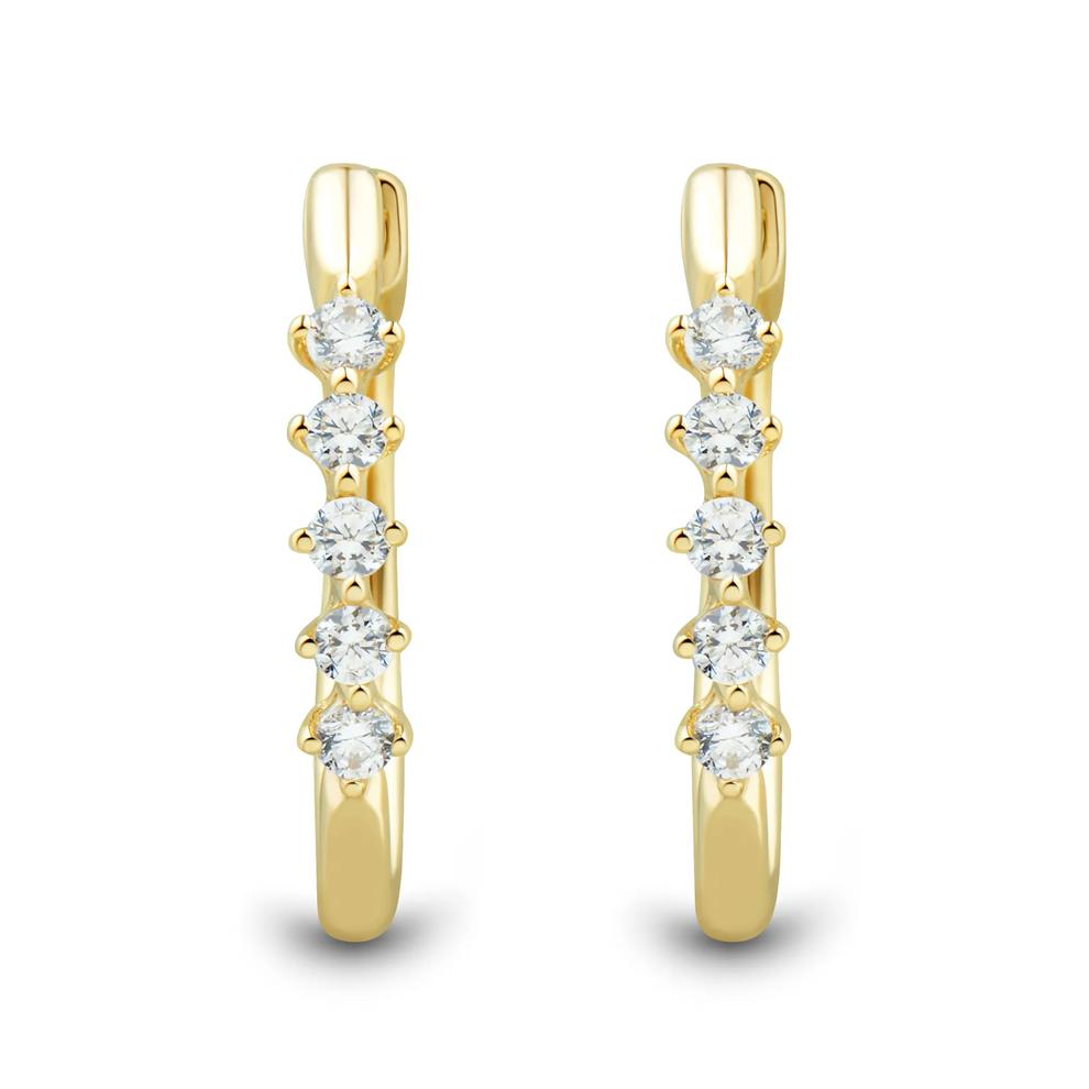 Diamond Huggie Hoop Earrings in 10K Yellow Gold (1/4 ct. tw.) – Image 1 of 2