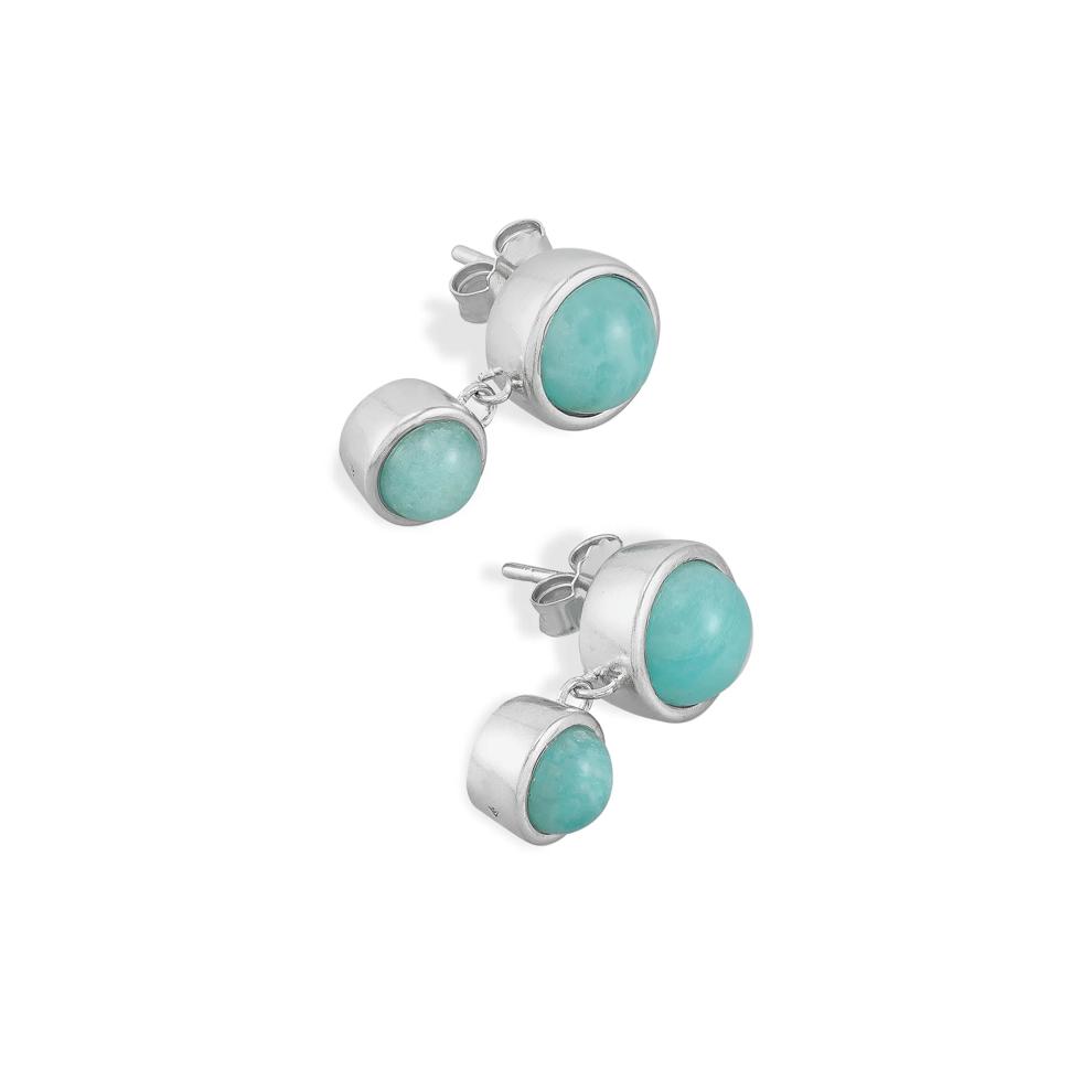 Amazonite Drop Earrings in Sterling Silver – Image 2 of 2