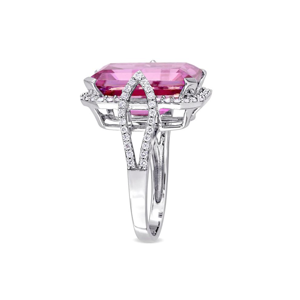 Pink Topaz and Diamond Ring in 14K White Gold (1/2 ct. tw.) – Image 3 of 8