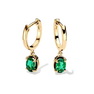 Lab-Created Emerald Dangle Earrings in Vermeil