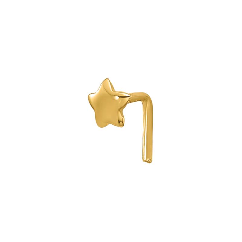 Polished Star Nose Stud in 14K Yellow Gold, 22 Gauge – Image 1 of 3