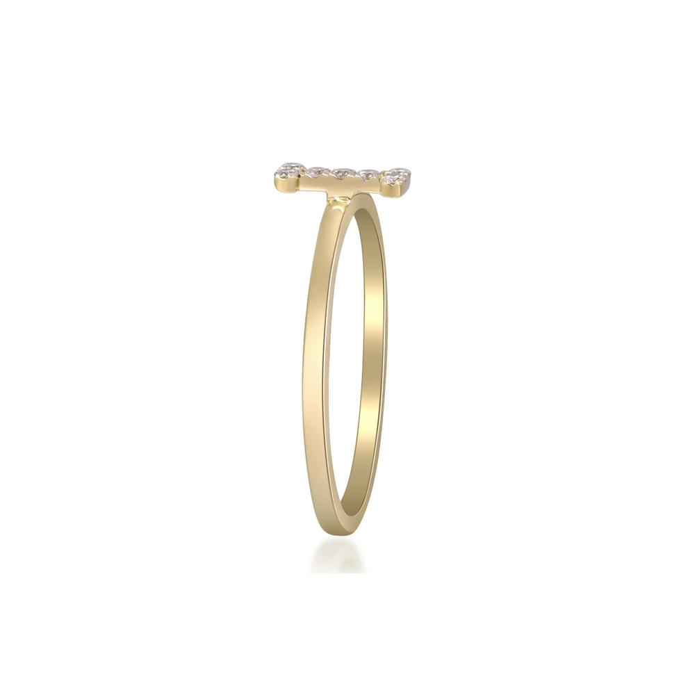 Diamond Accent "I" Initial Ring in 10K Yellow Gold – Image 3 of 5