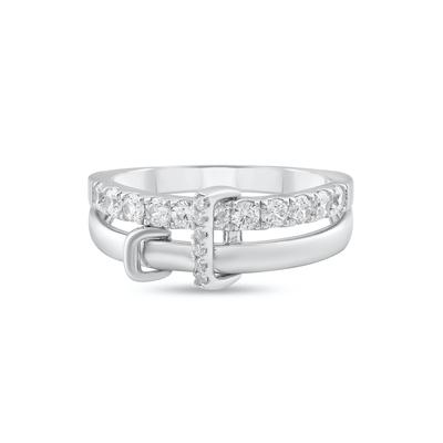 Diamond Double-Row Interlocked Band in Sterling Silver (1/2 ct. tw.)