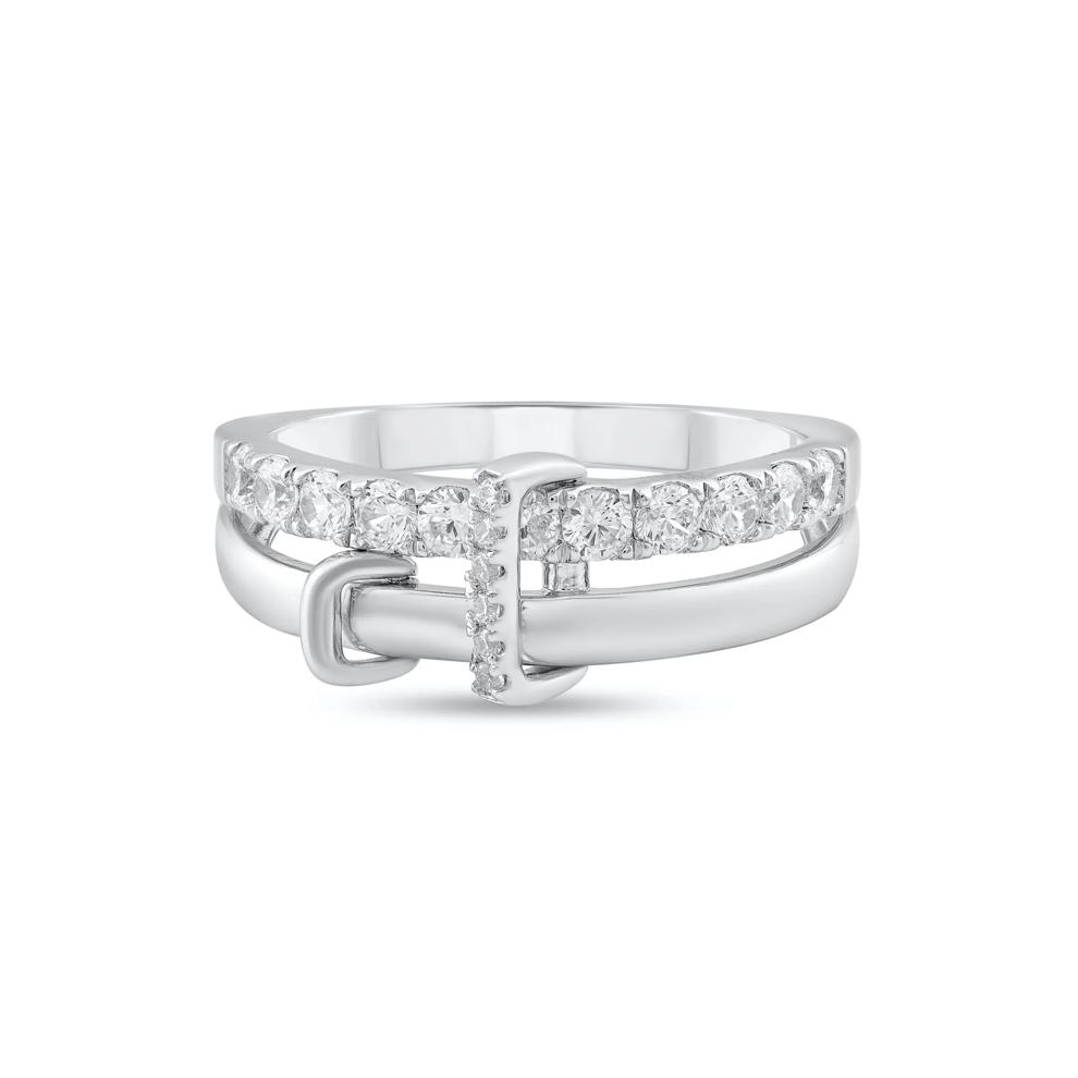 Diamond Double-Row Interlocked Band in Sterling Silver (1/2 ct. tw.) – Image 1 of 4