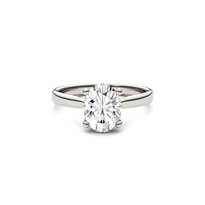Oval Moissanite Solitaire Ring in 14K Gold