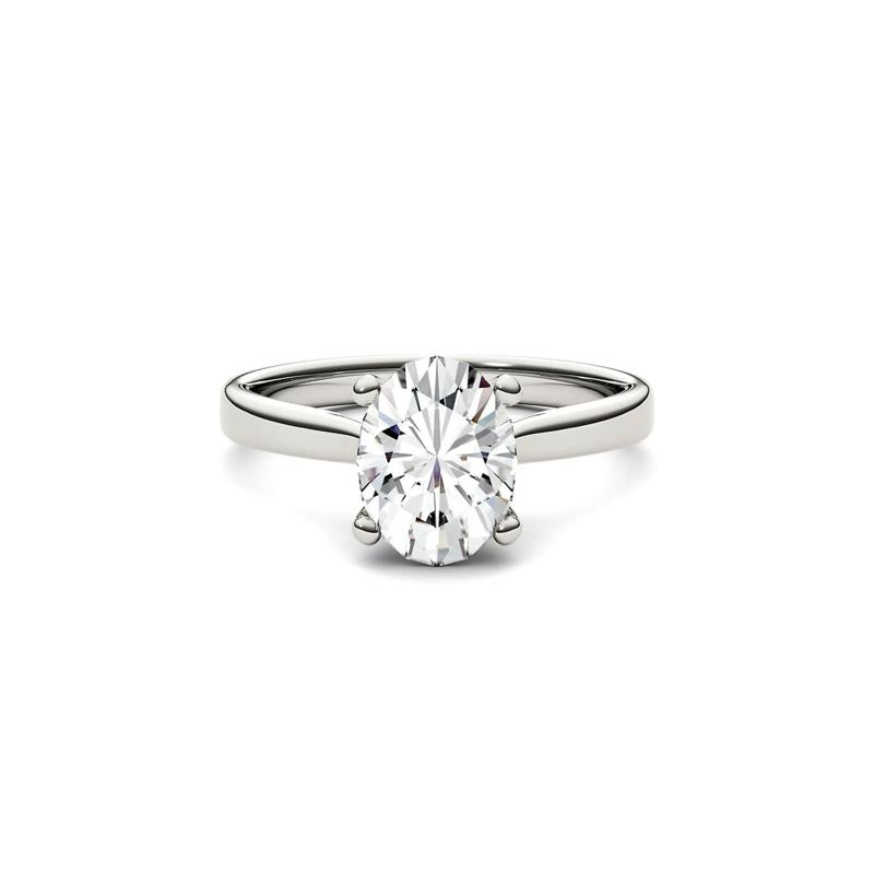 Oval Moissanite Solitaire Ring in 14K White Gold &#40;2 ct. dew&#41; – Image 1 of 3