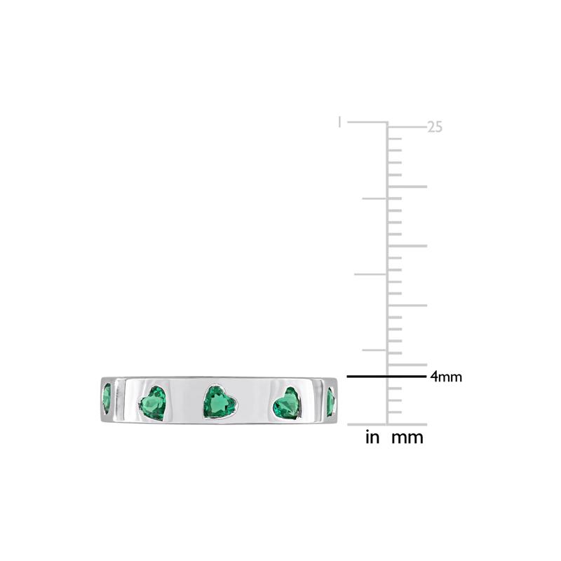 Heart-Shaped Lab-Created Emerald Eternity Band in Sterling Silver – Image 7 of 7