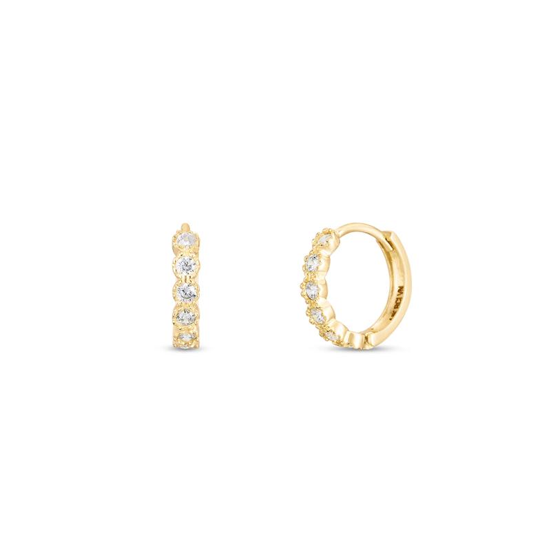Children&rsquo;s Huggie Earrings with Cubic Zirconia in 14K Yellow Gold – Image 1 of 1