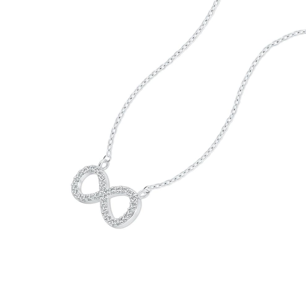 Diamond Infinity Pendant Necklace in Sterling Silver (1/10 ct. tw.) – Image 3 of 4