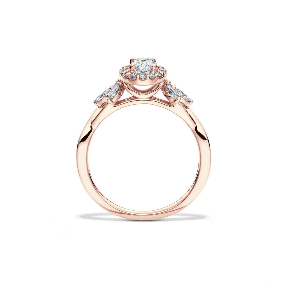 Diamond Oval Center Halo Engagement Ring in 14K Rose Gold