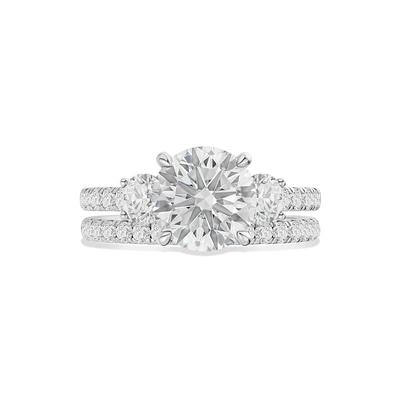 Lab Grown Diamond Three-Stone Engagement Set in 10K White Gold (3 ct. tw.)