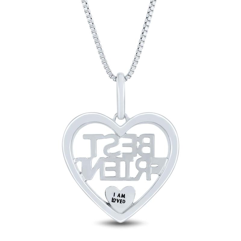 Best Friend Heart Pendant with Diamond Accents in Sterling Silver and 14K Rose Gold – Image 4 of 4