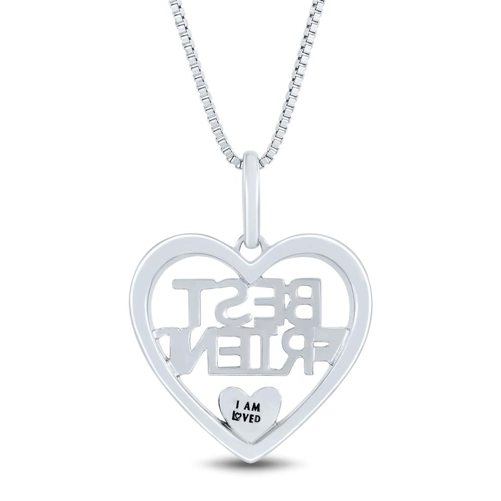 Best Friend Heart Pendant with Diamond Accents in Sterling Silver and 14K Rose Gold – Image 4 of 4