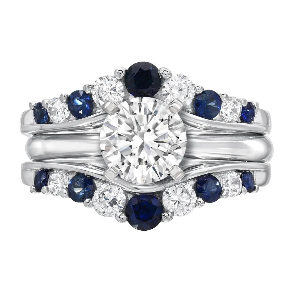 1/2 ct. tw. Diamond &amp; Sapphire Ring Enhancer in 14K White Gold – Image 5 of 6