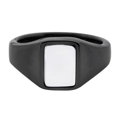 Rectangular Signet Ring with Cobalt Chrome Inlay in Zirconium