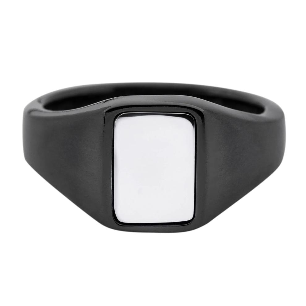Rectangular Signet Ring with Cobalt Chrome Inlay in Zirconium – Image 1 of 3