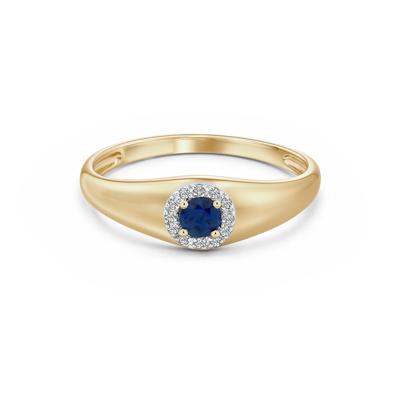 Blue Sapphire Center & Diamond Accent Ring in 10K Yellow Gold