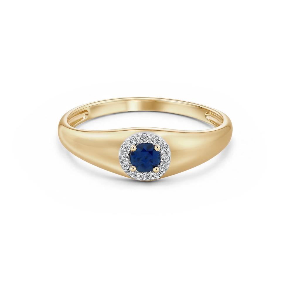 Blue Sapphire Center &amp; Diamond Accent Ring in 10K Yellow Gold – Image 1 of 4