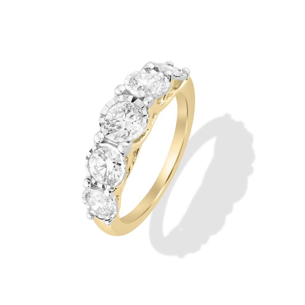Diamond Illusion Five-Stone Band in 10K Yellow Gold (1 1/2 ct. tw.) – Image 4 of 4