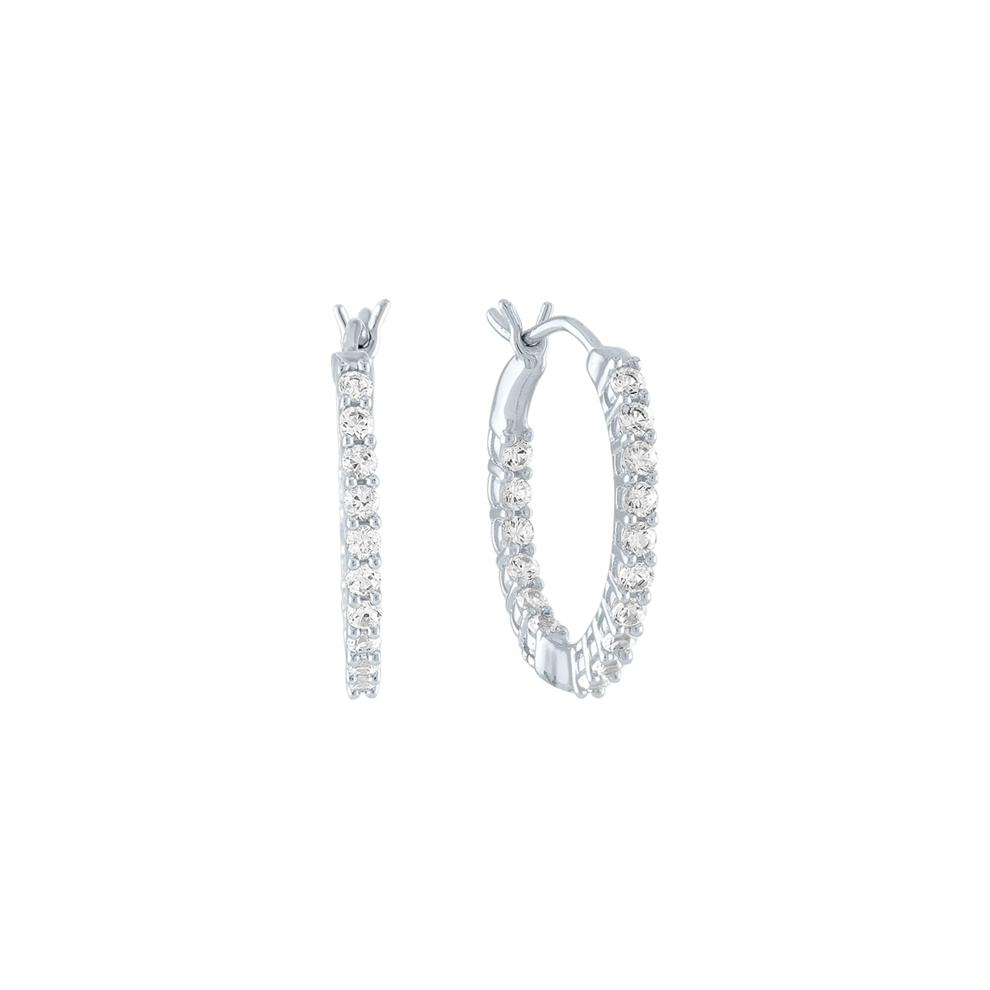 Lab Created White Sapphire Hoop Earrings in Sterling Silver – Image 1 of 1