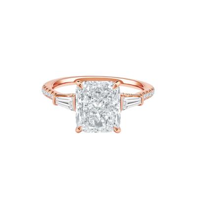 Lab Grown Diamond June Radiant-Cut Engagement Ring in 14K Rose Gold (3 5/8 ct. tw.)