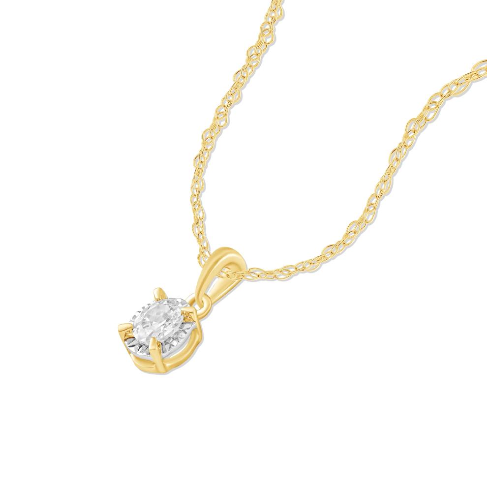 Lab Grown Diamond Oval Illusion Pendant Necklace in 10K Yellow &amp; White Gold (1/5 ct. tw.) – Image 4 of 4