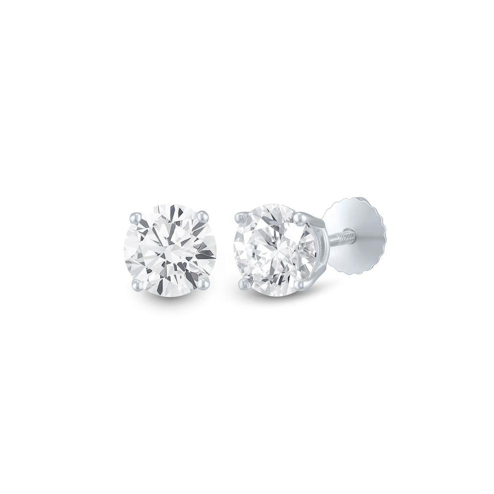 Diamond Round Solitaire Stud Earrings in 14K White Gold (2 ct. tw.) – Image 2 of 2