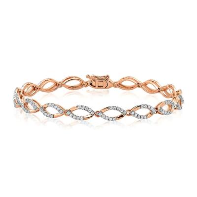 Diamond Link Bracelet with Marquise Links in 10K Rose Gold (1 ct. tw.)