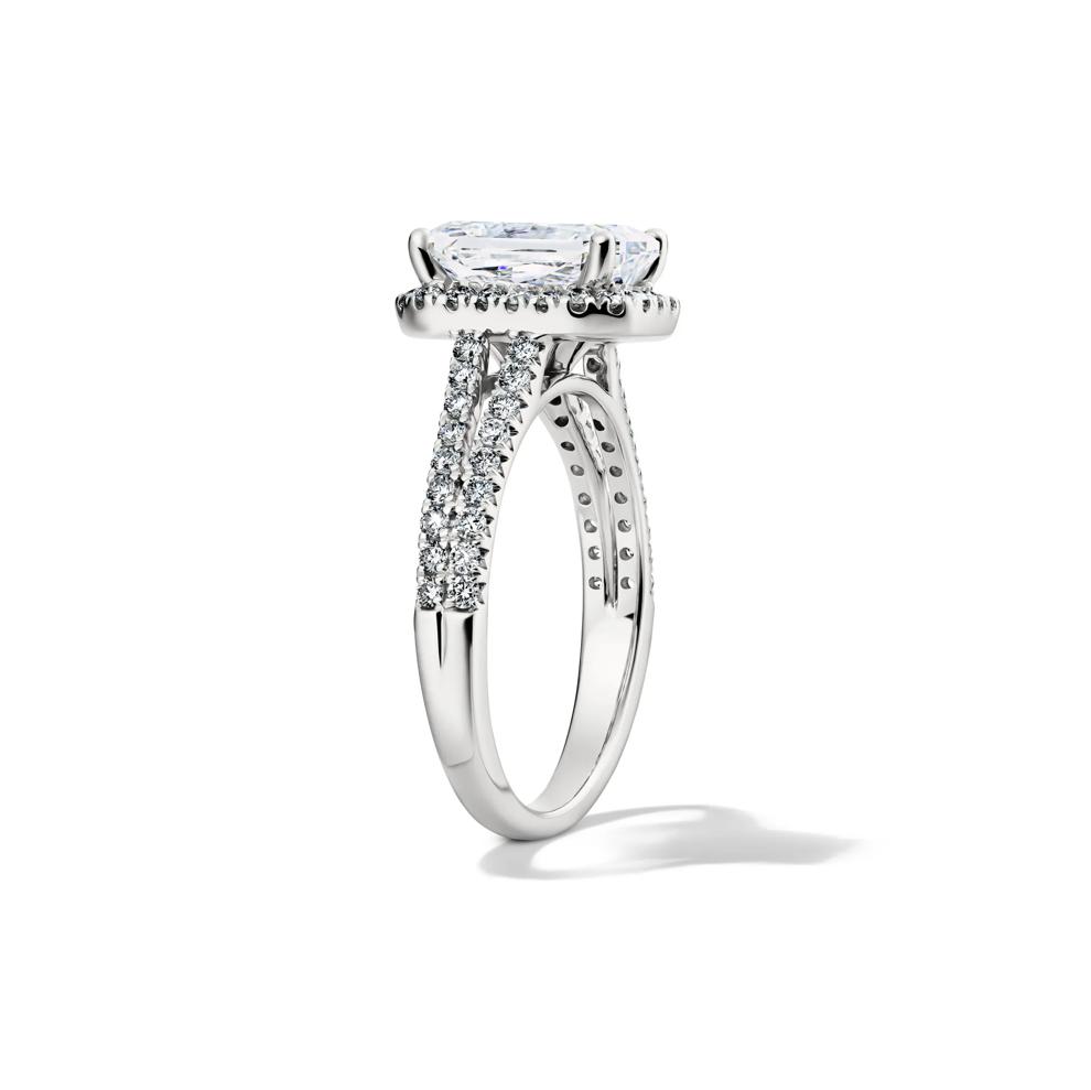 Lab Grown Diamond Radiant-Cut Halo Engagement Ring in 14K White Gold (3 ct. tw.) – Image 3 of 4