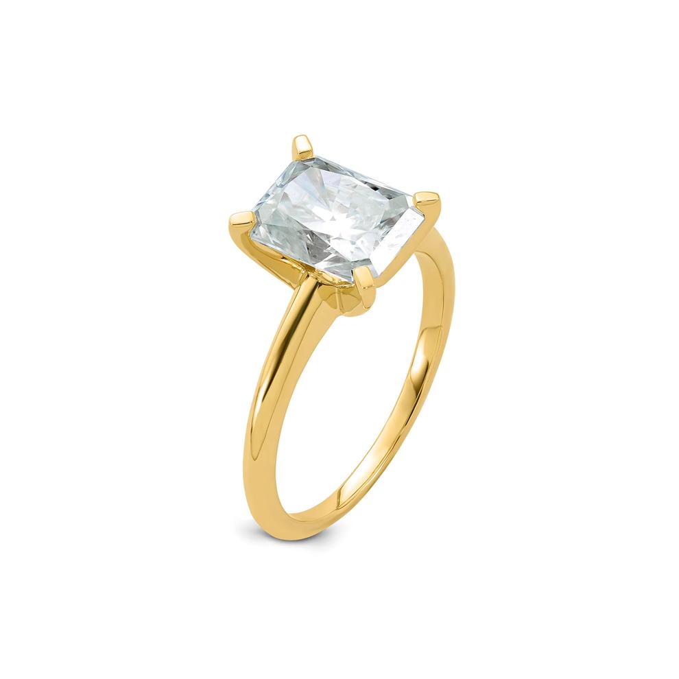 Lab-Created Moissanite Long Radiant-Cut Solitaire Ring in 10K Yellow Gold (2 ct. dew) – Image 3 of 3
