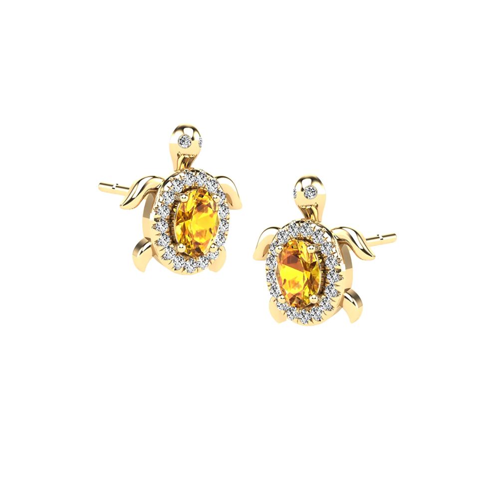 Citrine &amp; Diamond Accent Turtle Stud Earrings in 10K Yellow Gold – Image 1 of 2