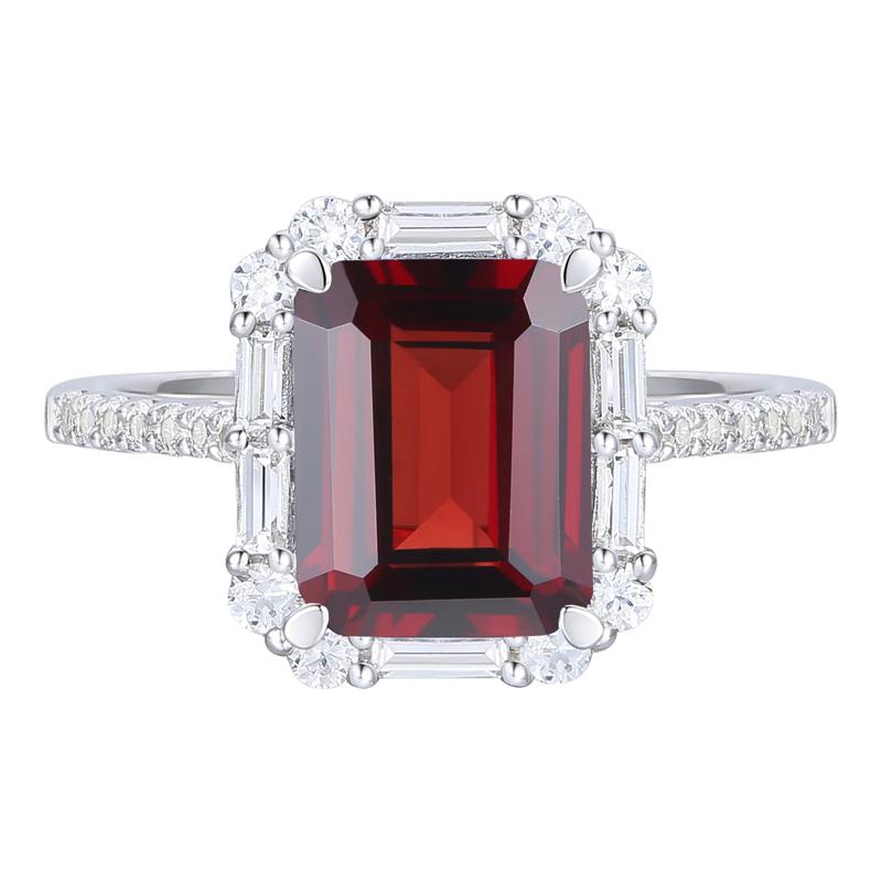 Garnet &amp; Lab-Created White Sapphire Ring, Earring, &amp; Pendant Set in Sterling Silver – Image 6 of 8