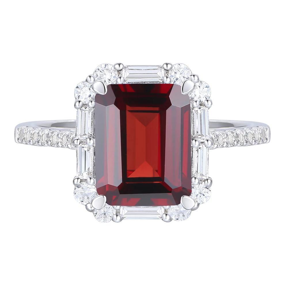 Garnet &amp; Lab-Created White Sapphire Ring, Earring, &amp; Pendant Set in Sterling Silver – Image 6 of 8