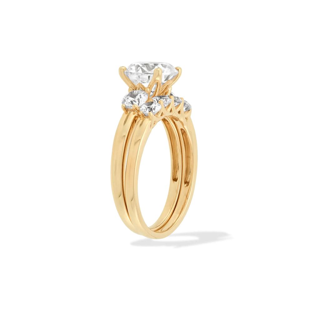 Lab Grown Diamond Round Center Three-Stone Engagement Set in 14K Yellow Gold (3 ct. tw.) – Image 3 of 6