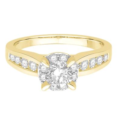 Diamond Halo Engagement Ring in 14K Yellow Gold (7/8 ct. tw.)