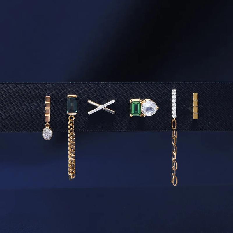 Lab-Created Emerald and Lab-Created White Sapphire Toi et Moi Two-Stone Earrings in Vermeil – Image 3 of 3