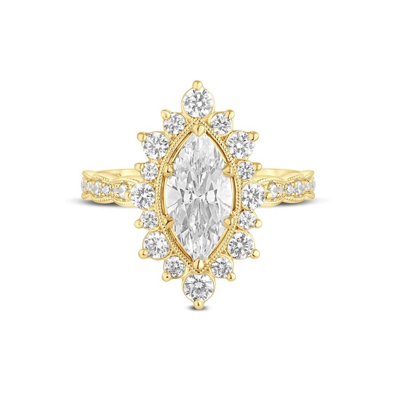 Lab Grown Diamond Marquise-Shaped Halo Engagement Ring in 14K Yellow Gold &#40;2 1/3 ct. tw.&#41; – Image 1 of 3