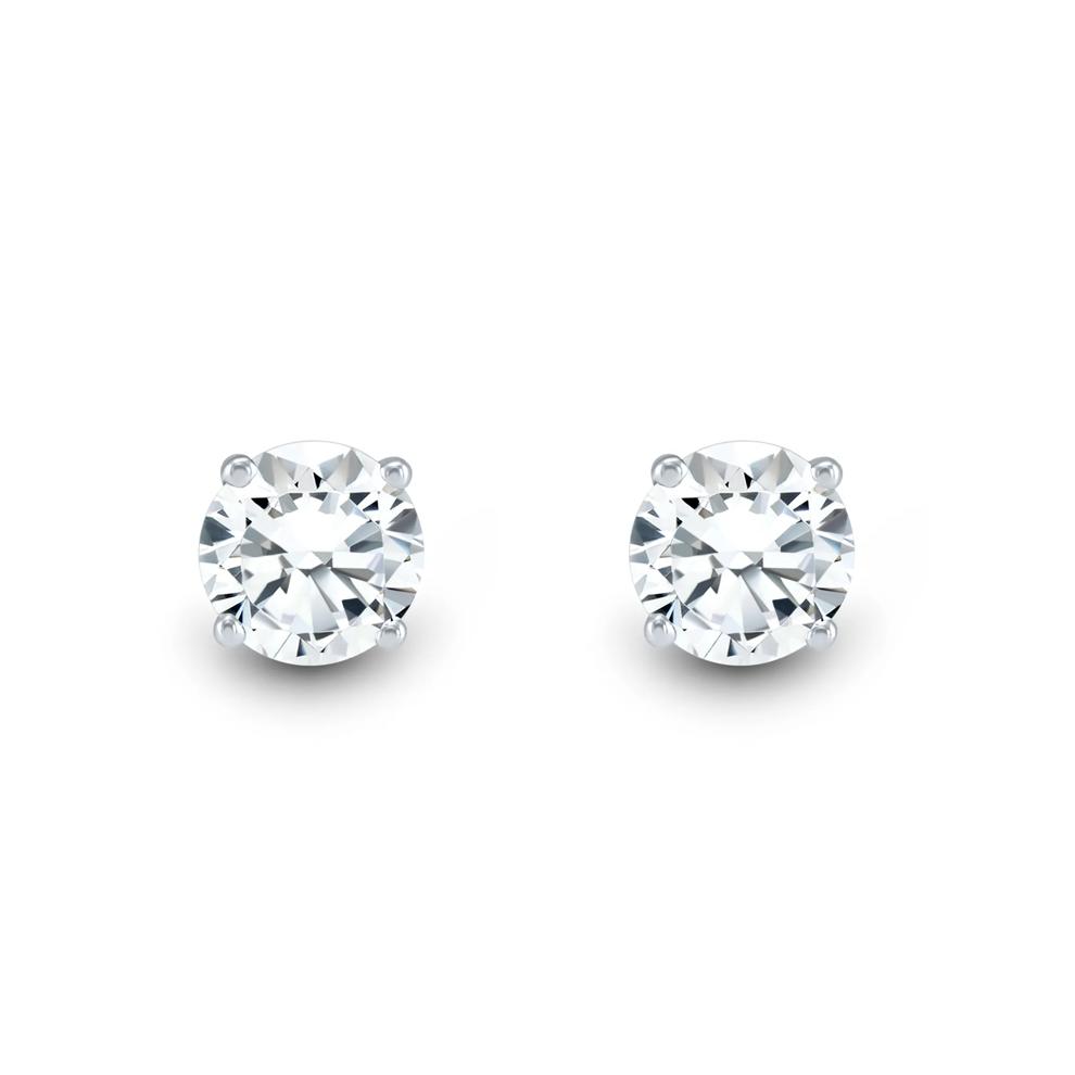 Round Diamond Stud Earrings in 14K White Gold (3/4 ct. tw.) – Image 2 of 2
