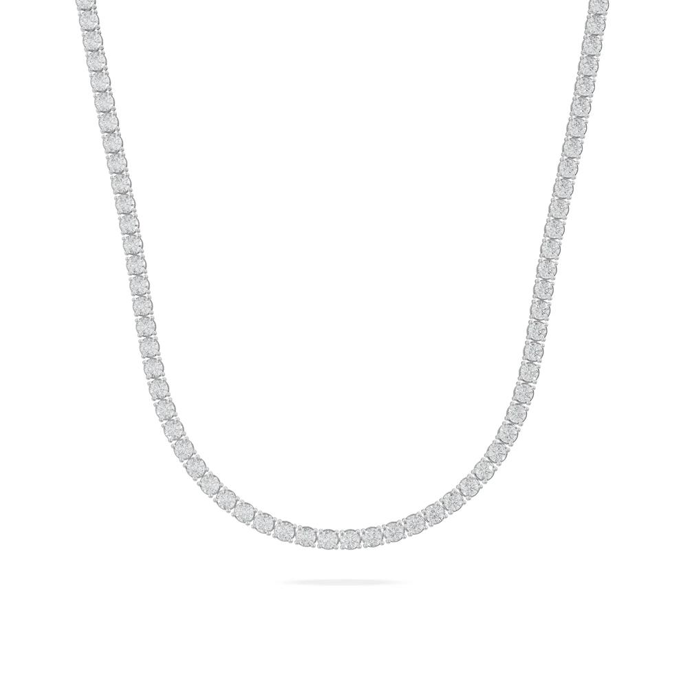 Lab Grown Diamond Round Tennis Necklace in 14K White Gold (10 ct. tw.) – Image 1 of 4