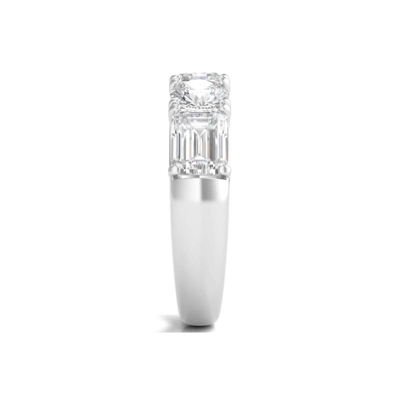 Round &amp; Emerald-Cut Diamond Five-Stone Band in Platinum &#40;4 ct. tw.&#41; – Image 3 of 3