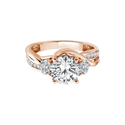 Lab Grown Diamond Three-Stone Engagement Ring in 10K Rose Gold (2 3/4 ct. tw.)