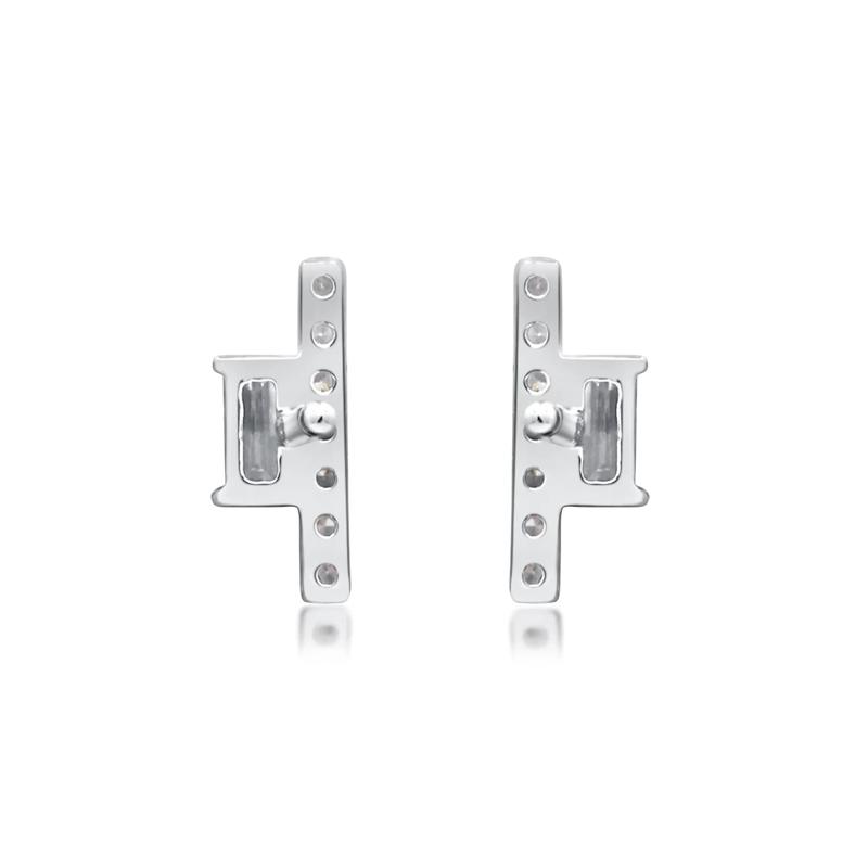 Diamond Geometric Bar Stud Earrings in 10K White Gold &#40;1/8 ct. tw.&#41; – Image 3 of 3