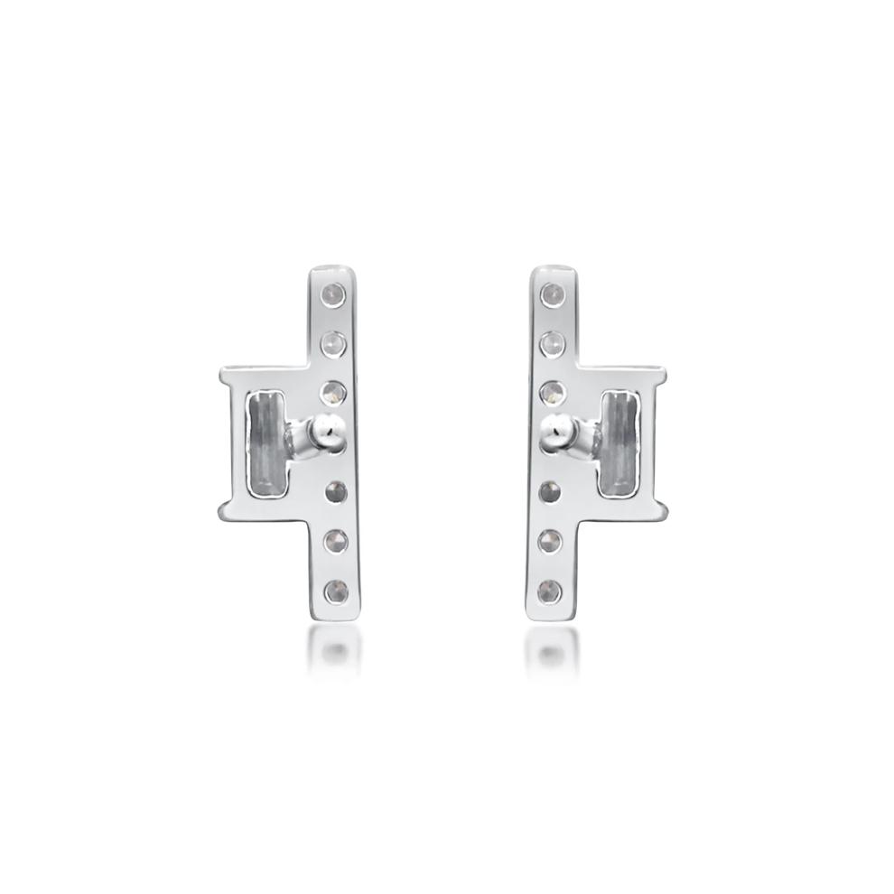Diamond Geometric Bar Stud Earrings in 10K White Gold (1/8 ct. tw.) – Image 3 of 3