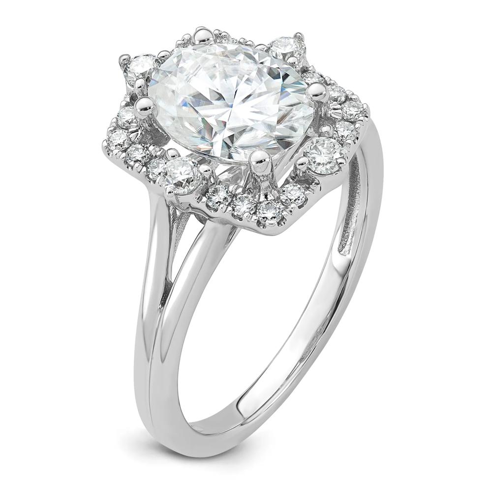 Lab-Created Moissanite Ornate Halo Ring in 10K White Gold (2 1/4 ct. dew) – Image 3 of 3