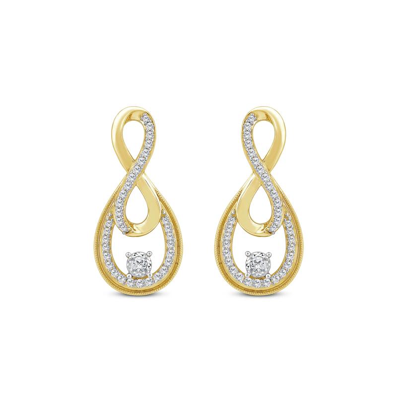 Diamond Infinity Earrings in 10K Yellow Gold &#40;1/2 ct. tw.&#41; – Image 2 of 2