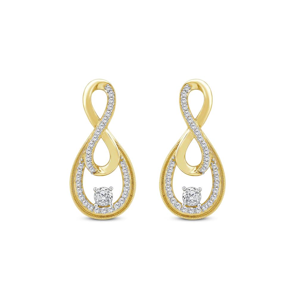 Diamond Infinity Earrings in 10K Yellow Gold (1/2 ct. tw.) – Image 2 of 2